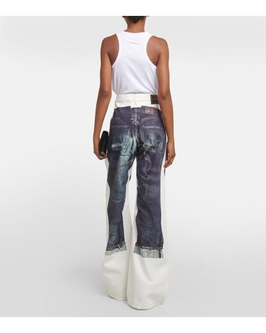 Jean Paul Gaultier Blue Tattoo Collection Trompe L'Oeil Wide-Leg Jeans