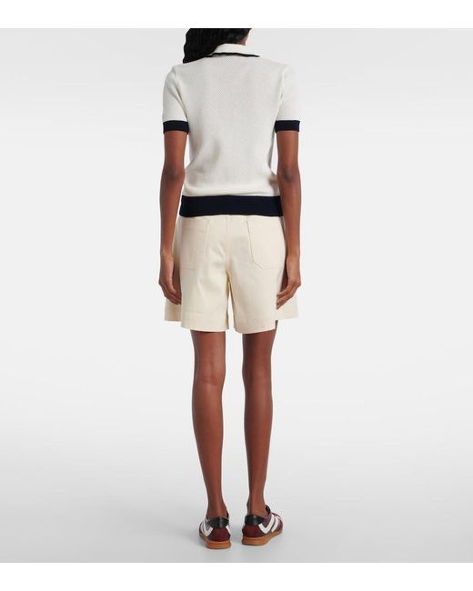 Tory Burch White Open-Knit Polo Shirt