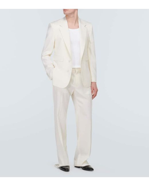 Pantaloni regular in lana di Dolce & Gabbana in White da Uomo