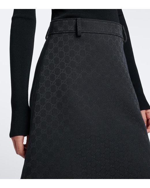 Gucci Black Gg Midi Skirt