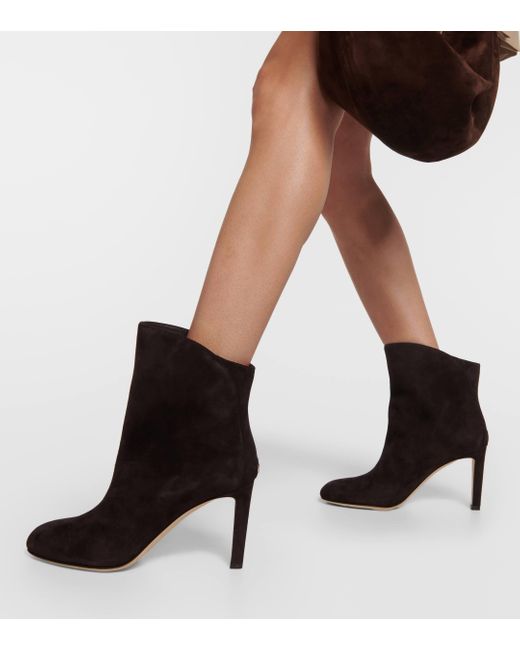Jimmy Choo Black Karter 85 Suede Leather Ankle Boots