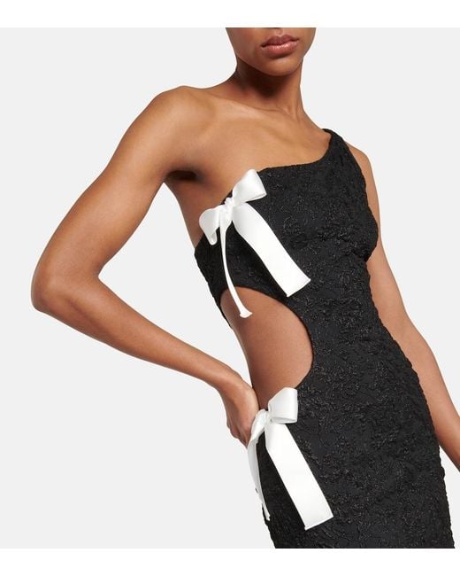 Giambattista Valli Black One-Shoulder Bow-Detail Dress