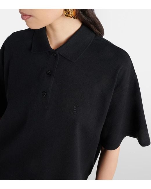 Saint Laurent Black Cassandre Polo Shirt