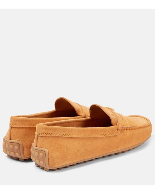 Tod's Brown Mokassins City Gommino Aus Veloursleder