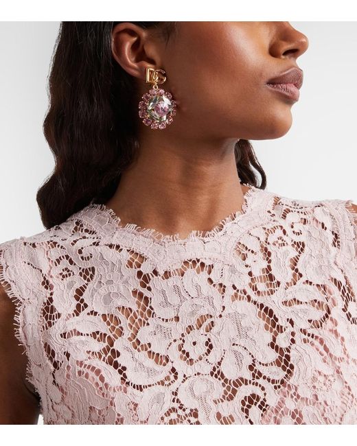 Dolce & Gabbana Pink Re-Edition Dg Embellished Clip-On Earrings
