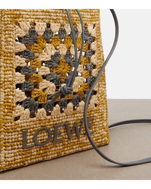 Loewe Metallic Paula's Ibiza Raffia Pouch With Strap