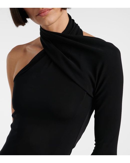 Vestido Largo Asimetrico De Crepe Courreges de color Black