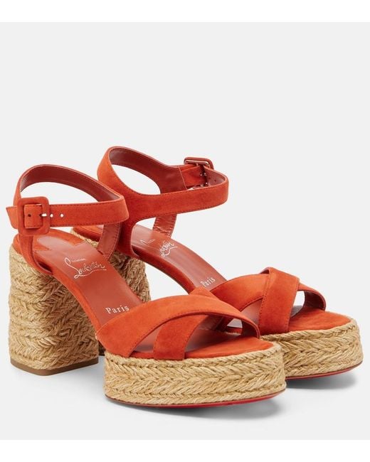 Christian Louboutin Red Calakala Suede Espadrille Sandals