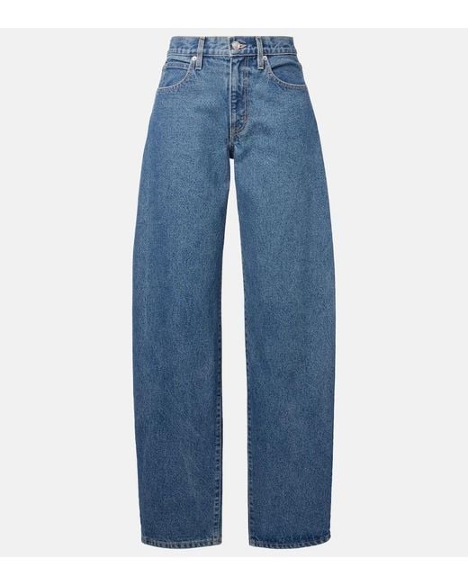 SLVRLAKE Denim Blue Tess Long Low-Rise Wide-Leg Jeans