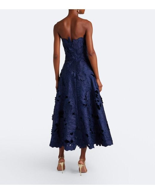 Costarellos Blue Brissa Floral Embroidered Cocktail Dress