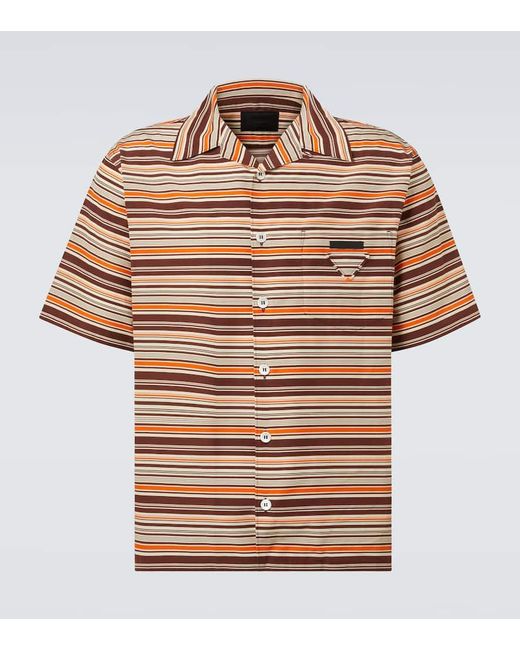 Camisa Bowling De Algodon Y Seda Estampada Prada de hombre de color Multicolor