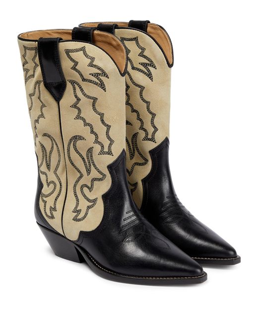 Isabel Marant Duerto Leather Cowboy Boots in Black/Ecru (Black) | Lyst
