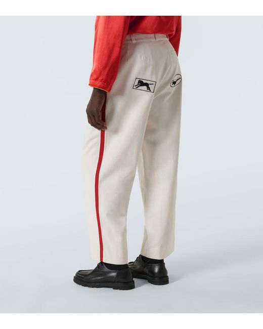 Bode White Skunk Tail Cotton Wide-Leg Pants for men