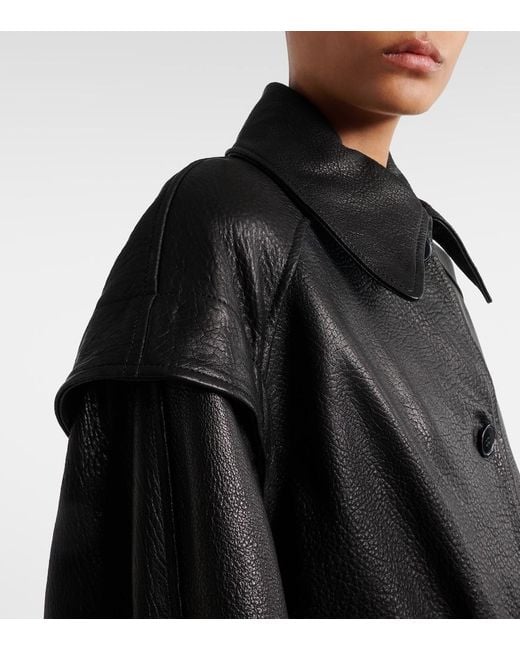 Nour Hammour Black Perrin Belted Leather Jacket