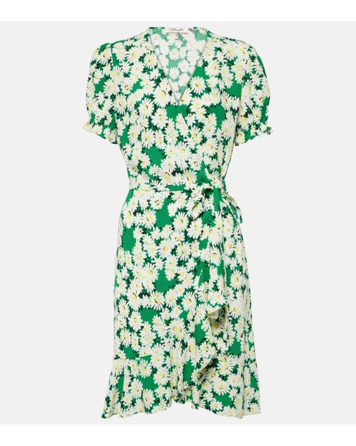 Robe portefeuille Emilia en crepe a fleurs Diane von Furstenberg en coloris Green