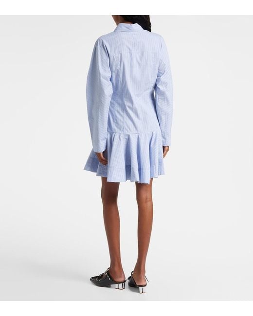 Ganni Blue Striped Cotton Shirt Dress