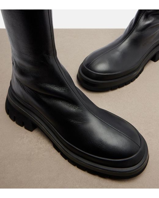 Khaite Black Fallon Leather Over-The-Knee Boots