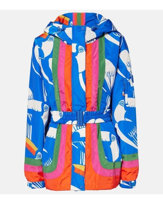 Farm Rio Blue Colorblocked Printed Ski Jacket