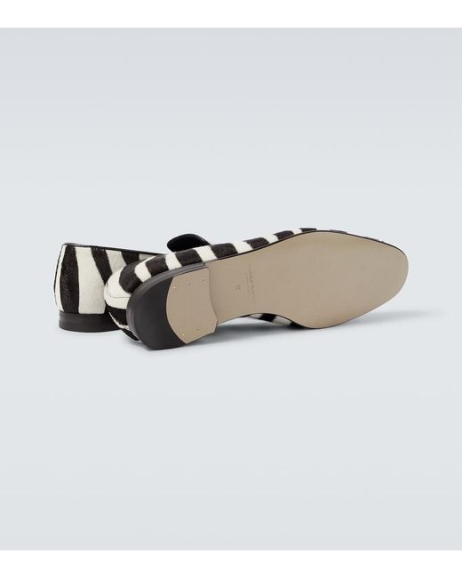 Manolo Blahnik Black Mario Zebra-Print Calf Hair Loafers for men