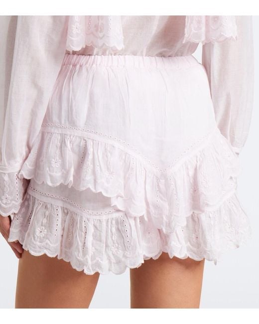 Isabel Marant Natural Jocadia Broderie Anglaise Cotton Shorts