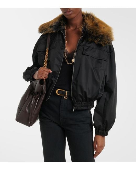 Saint Laurent Black Shearling-Trimmed Blouson Jacket