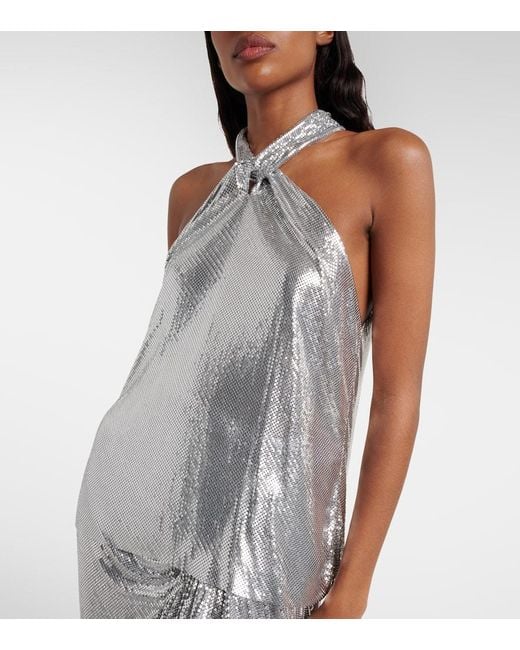 Rabanne Gray Chainmail Halterneck Top