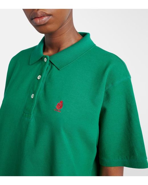 Polo De Pique De Algodon Prada de color Green