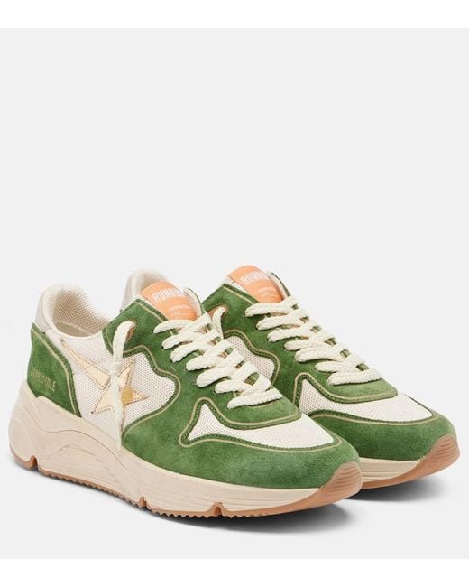 Golden Goose Deluxe Brand Green Sneakers Running Aus Veloursleder
