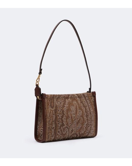 Etro Brown Arnica Small Coated Canvas Top Handle Bag