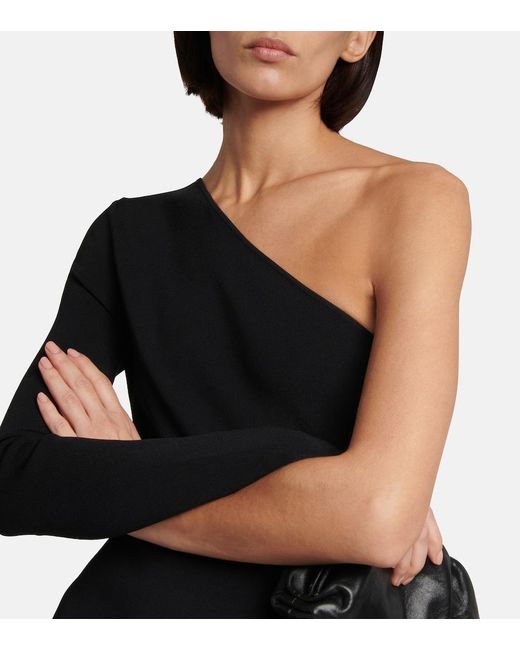 Victoria Beckham Black Knitted One-Shoulder Maxi Dress