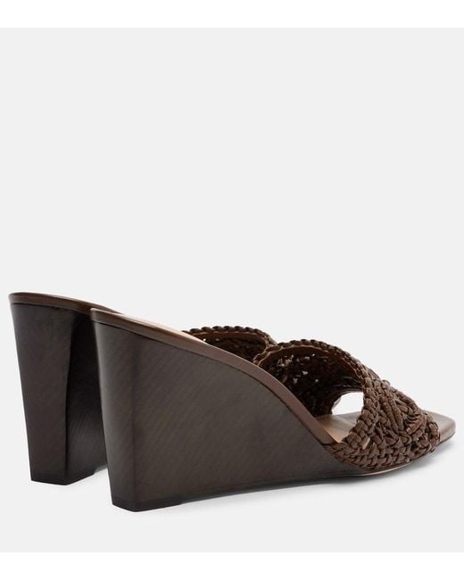 Veronica Beard Brown Ellen Macrame Leather Wedge Mules