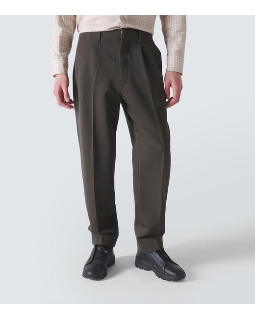 Zegna Gray Wool Straight Pants for men