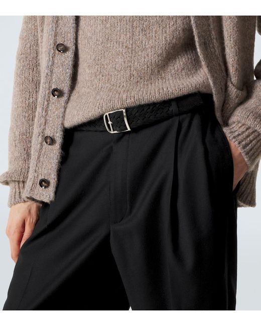 Brioni Black Braided Suede Belt for men