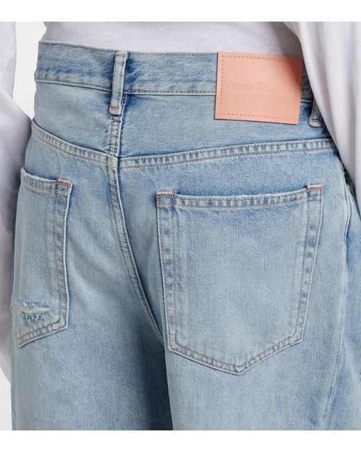 Acne Blue Distressed Denim Bermuda Shorts