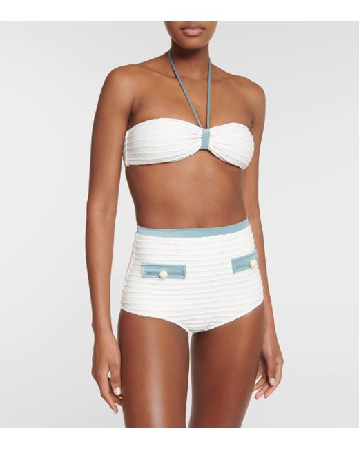 Adriana Degreas White High-rise Jacquard Bikini