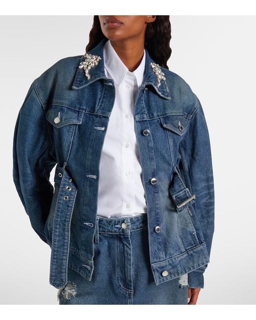 Simone Rocha Blue Turbo Embellished Denim Jacket