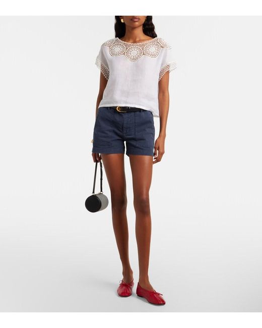 Nili Lotan Blue Utility Cotton Shorts