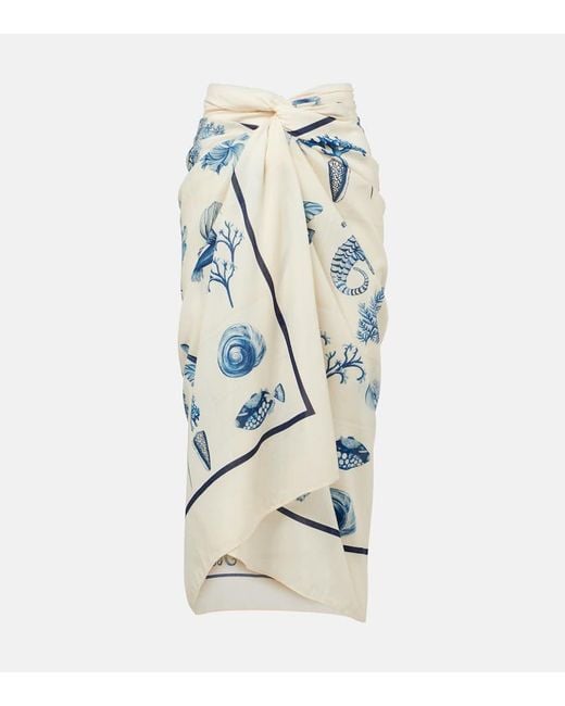 Agua Bendita Blue Lavanda Cotton And Silk Beach Cover-Up