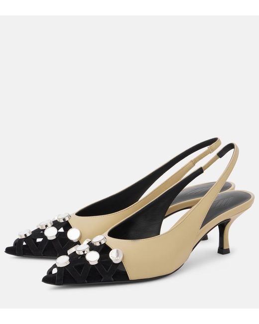 The Attico Metallic Fiona 50 Embellished Leather Slingback Pumps