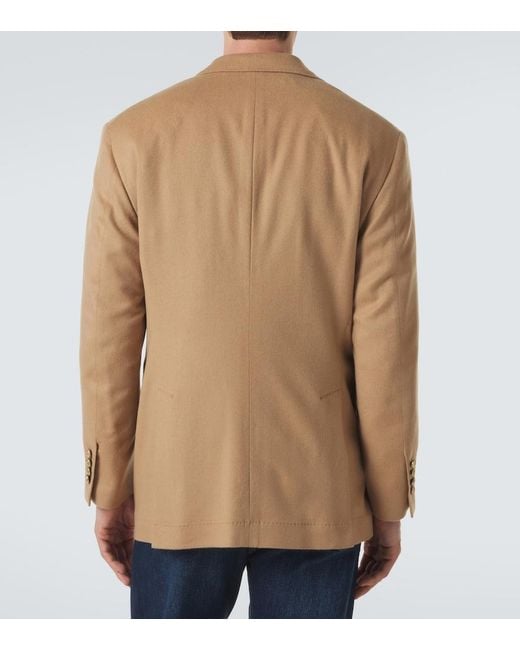 Brunello Cucinelli Natural Double-Breasted Camel Hair Blazer for men