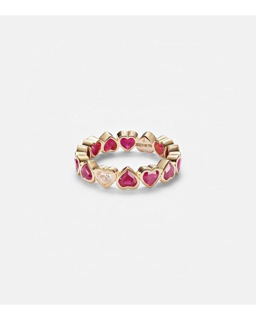 SHAY White 18Kt Ring With Rubies And Diamonds