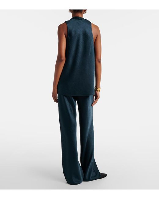 Vince Blue Weite High-Rise-Hose Aus Satin