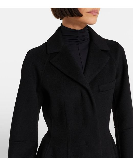 Sportmax Black Peplum Virgin Wool Coat