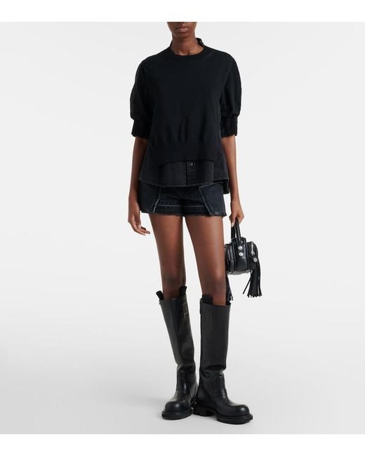 Sacai Black Belted Denim Shorts