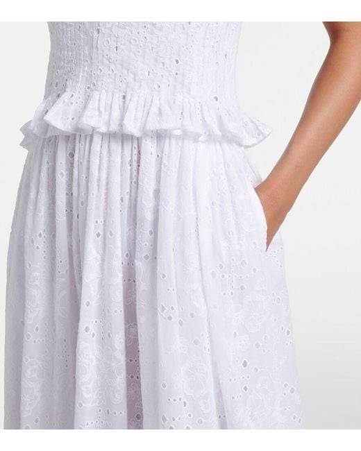 Tory Burch White Broderie Anglaise Cotton Midi Dress