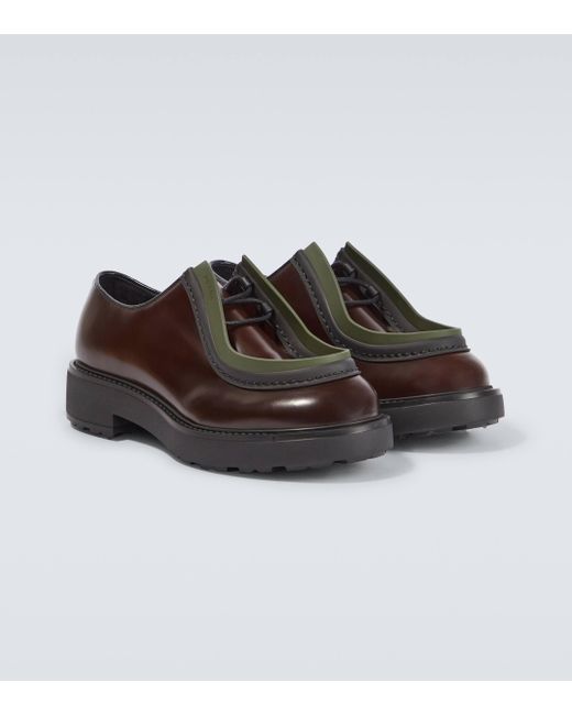 Prada Brown Diapason Leather Loafers for men