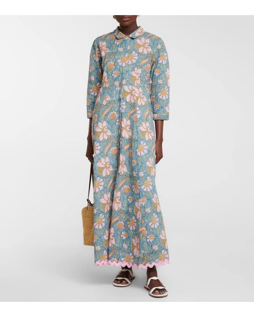 Juliet Dunn Blue Bedrucktes Maxikleid Aus Baumwolle