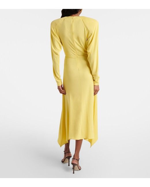 Stella McCartney Yellow Draped Jersey Midi Dress