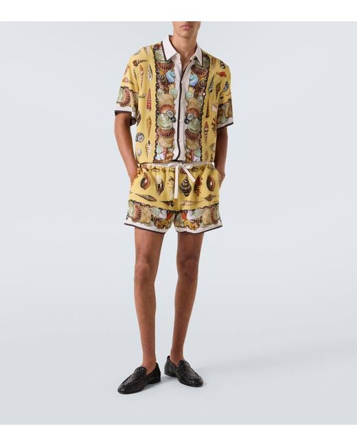 Dolce & Gabbana Metallic Printed Silk Shorts for men