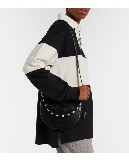 Polo Ralph Lauren Black Polo Id Mini Studded Leather Shoulder Bag